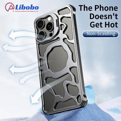 China Shockproof Titanium Aluminum Alloy Magnetic Camera Holder Cell Phone Case For iPhone 15 14 13 Pro For iPhone 16 PM Cooling Framework Cover for sale