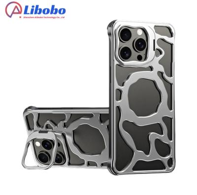 China Shockproof Aluminum alloy Case For iPhone 15 14 13 Pro Max Metal Magnetic Holder Cloud cooling framework Protective cover for sale