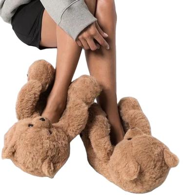 China SHOCK ABSORBING 2020 Teddy Bear Plush Slippers Velvet Cheap Large Teddy Bear Slippers One Size for Valentine's Day for sale