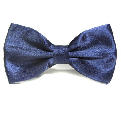 China Dobby Factory Solid Colors Current Popular Unisex Bow Tie Double Layers Fashion Simple Blue Bow Tie for sale