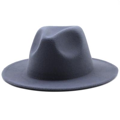 China Image Wholesale Jazz Hat Fashion Lady's Woolen Fedora Hats Women Hat Autumn And Winter Men for sale