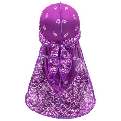 China DecorateÂ   Hot Selling Amazon Stock Hip Hop Paisley Silky Durag Hat Bandana Designers Cowls And Silk Durag Hats for sale