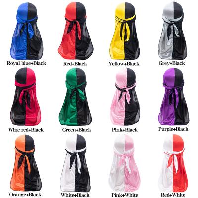 China DecorateÂ   Drop Shipping Wholesale Fashion Hair Satin Durags Silky Elastic Pirate Hat Long Protective Durag Hoods for sale