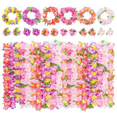 China Hawaiian Garlands Sei Necklace Flower Chain Hawaiian Flower Leis Necklace Hawaiian Multicolor Tropical Party Accessories for sale