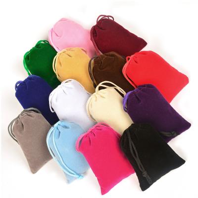 China Recyclable Stock 10*15cm Promotion Christmas Gift Bags Velvet Drawstring Jewelry Pouch Bag for sale