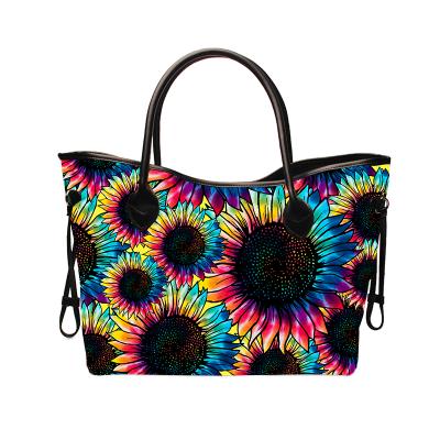 China Wholesale Tied Dyed Support Fashion Sunflower Private Customization Leopard Print Handbag Tote Bag for sale