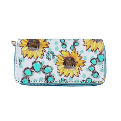 China DreamG Turquoise Sunflower Sublimation Zipper Wallet Fun Stand Waterproof Wholesale Purse for sale