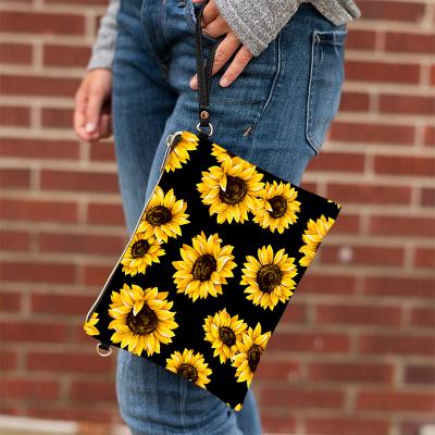 China Fashion Personalized Clutch Buffalo Plaid Sunflower Cow Print Cross - Body Wrist Purse for sale