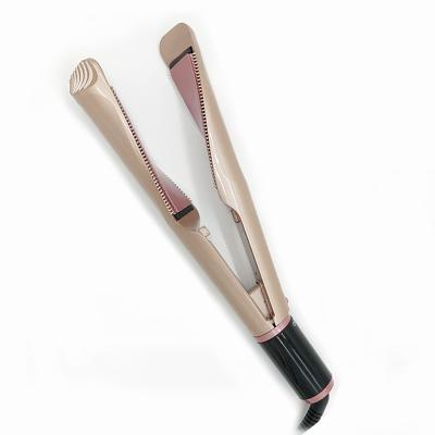 China Unique 2 in 1 Hair Straightener with Teeth 2020 New Professional 2 in 1 Tourmaline Ceramic Ionic Hair Iron LCD Flat Hair Straightener with Curler for sale