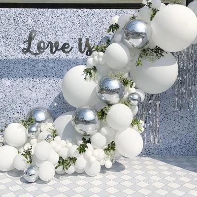 China 125PCS Bachelor Party White And Silver Balloon Decoration Birthday Party Supplies Wedding Decoration Balloon Set Latex Balloon for sale