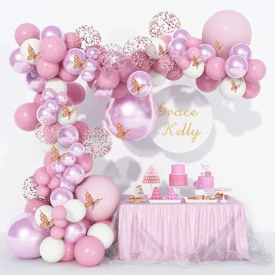 China Party Decoration New Arrive Metallic Pink Balloon Macaron Balloon Chain Set Birthday Party Decorations Background Wall Decor Balloon Arch for sale