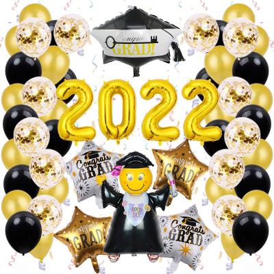 China 2022 New Graduation Party Decoration Foil Balloon Party Background Set Graduation Decoration Aluminum Foil Balloon Garland Kit for sale