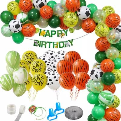 China Wholesale Jungle Party Balloons Set 75PCS Happy Birthday Balloons Kit Birthday Decoration Jungle Theme Party Decorations for sale