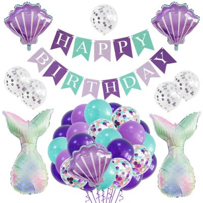 China Party Decoration Mermaid Theme Party Decoration Fish Tail The Shell Confetti Latex Balloon Set Star Shape Foil Balloon 12inch for sale