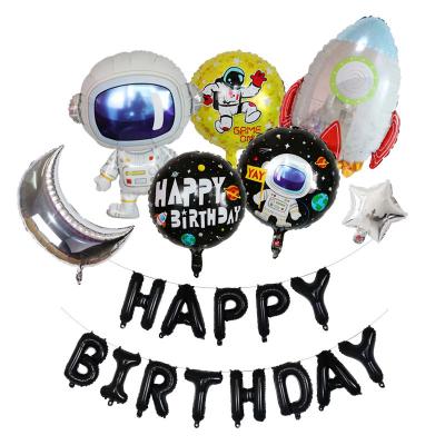 China Wholesale Party Decoration Space Man Foil Balloons Kids Birthday Party Decoration Foil Balloon 16inch Round HAPPY BIRTHDAY Letter Foil Balloon for sale