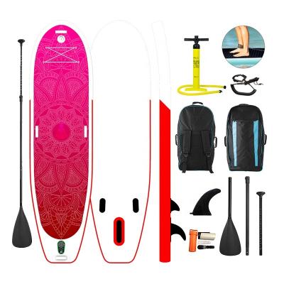 China 2022 unisex new customized pink printed non-slip lotus of the platform 2 layers melting yoga sip inflatable paddle board for sale