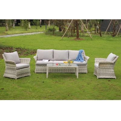 China Garden Set Outdoor Garden Furniture Rattan / Wicker Sofa 4pcs Set Light Gray for sale