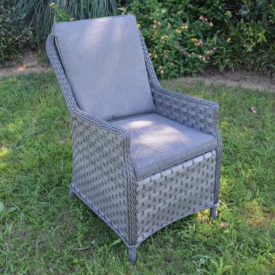 China Modern Outdoor Rattan Patio Dining Chair With Dark Gray Wicker for sale