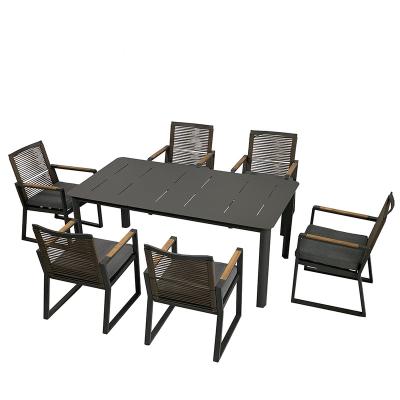 China Modern Outdoor Furniture Outdoor Furniture Garden Set Teakwood Dining Chair And Table Rope Dining Patio Set Rope Set Garden Dining Furniture for sale