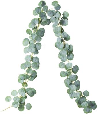 China Modern Artificial Eucalyptus Leaf Vine Decoration Wedding Christmas Rattan Eucalyptus Wreath Green Garland for sale