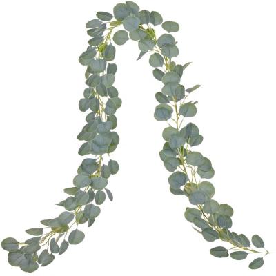 China Modern Faux Silk Artificial Eucalyptus Leaves Vines Greenery Garland For Wedding Backdrop Arch Wall Decor for sale