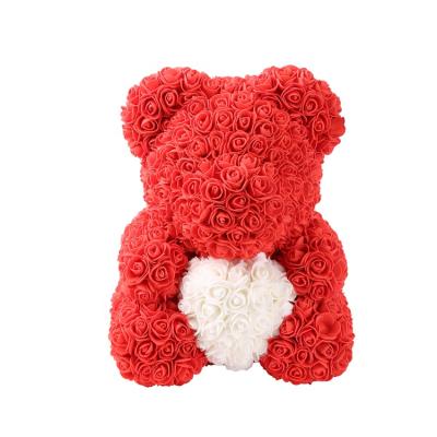 China Artificial Rose Bear 40cm Rose Teddy Bear Flower With Gift Box Foam Flower Valentine's Day Gift For Window Display Birthday Christmas Valentines for sale