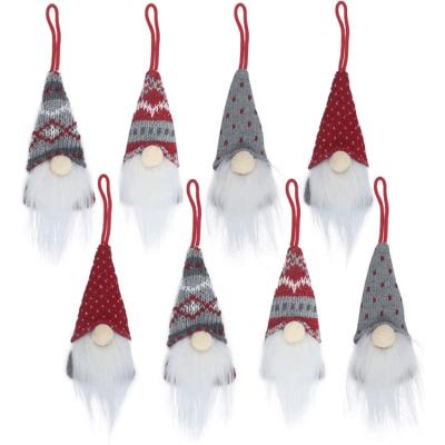 China Elegant White Fabric Christmas Tree Hanging Swedish Gnomes Santa Elf Ornaments Set Of 4 Plush 2021 For Decorations Holiday Home Decor for sale