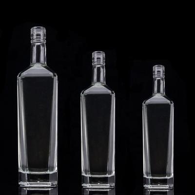 China Glass Whisky Bottle Square 700ml Thick Bottom 750ml 500ml Tequila Bottles for Spirits for sale