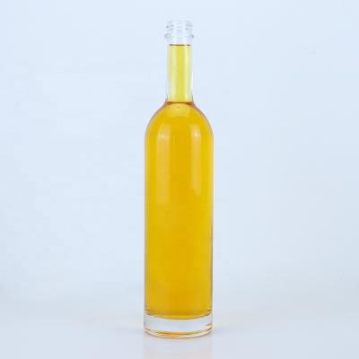 Κίνα Προσαρμοσμένο λογότυπο 700ml 750ml High Flint Round Shape Glass Flask με βρόχο πάνω φινίρισμα προς πώληση