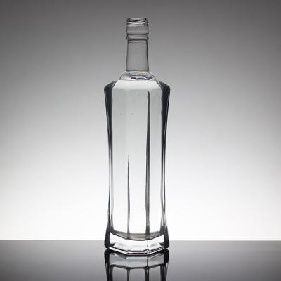 Cina Flint Acid Etch Bottiglie di vetro di forma unica per rum Liquori Brandy Whisky Vodka Tequila in vendita