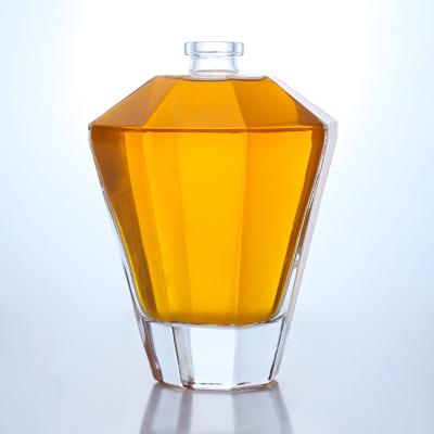 China Collar Material Glass 700ml Unique Shaped Bottle for Gin Rum Champagne Brandy Whisky for sale