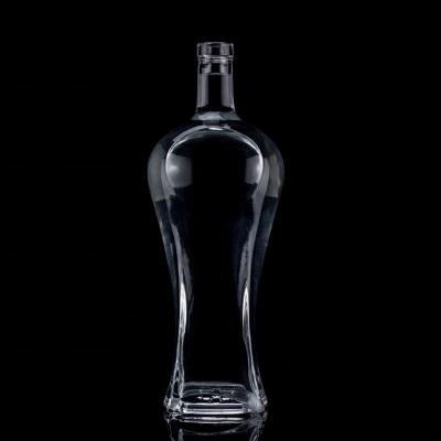 China Clear 200ml 375ml 500ml 750ml Glass Liquor Wine Whisky Vodka Tequila Bottle With Cork for sale