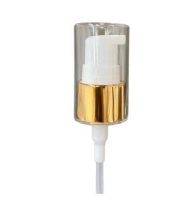 China 24/410 Lotion Pump Cosmetische Hervulbare Goud Wit Aluminium Plastic Smooth Cream Pump Behandelingspomp Met Deksel Te koop