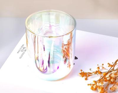 Китай Luxury Empty 10oz 12oz 14oz Clear Iridescent Rainbow Glass Candle Jar с крышкой и коробками продается