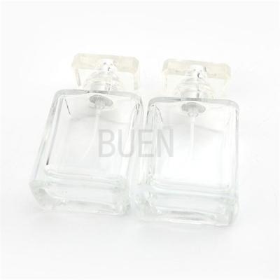 China 50ml Square Transparent Perfume Bottle With Multicolor Cap zu verkaufen