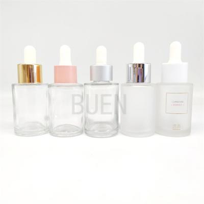 China Screw width mouth Clear Serum Bottles Round Cosmetic Hair Oil for sale