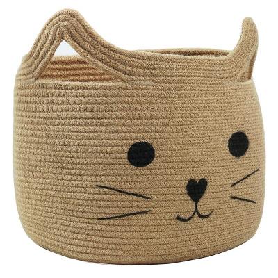 China Viable Home Decor Jute Rope Storage Desk Basket With Animal Shape Pattern for sale