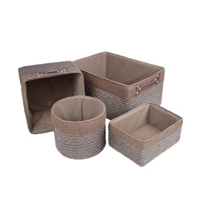 China Sustainable Wholesale Woven PP Waterproof Storage Baskets Hamper Organizer Handmade Gift Newest Polypropylene Rope Basket for sale