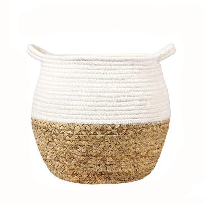 China Factory Customized Potty Laundry Hamper Basket Sustainable Woven Belly Straw Basket for sale