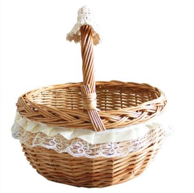 China Hot Selling Sustainable Modern OEM Rattan Picnic Basket Natural Basket With Handles for sale