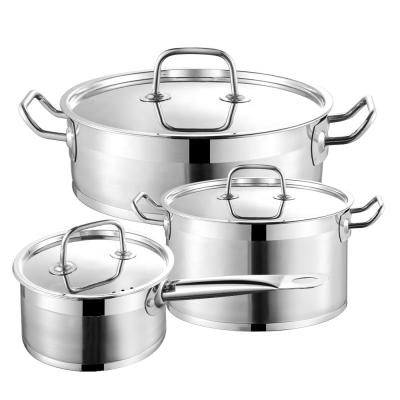 China Sustainable Kitchen Stainless Steel Boiling Pot Cookware Set Large Nonstick Soup Pot Cookware Set for sale