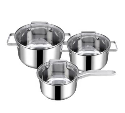 China Sustainable Kitchen Gas Stainless Steel Pot Set Nonstick Pan Cookware Cookware Set for sale