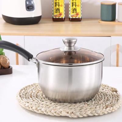 China Sustainable Single Handle Stainless Steel Milk Pot Soup Boiling Pot For Cooking Cookware Sets for sale