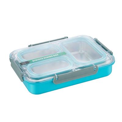 China 3 To 4 Compartment Food Packing Box Bento Lunch Box Colorful Viable 304 Stainless Steel for sale