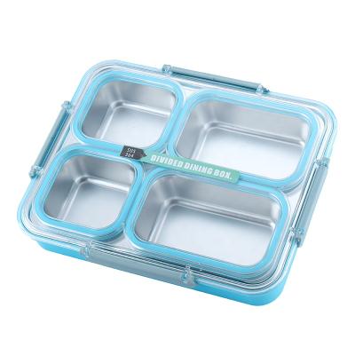 China Viable Silicone 3/4 Compartment Lunch Box Student Convenient Lunch Box 304 for sale