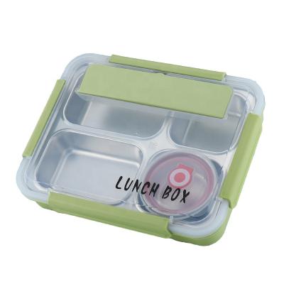 China Sustainable 304 Stainless Steel Lunch Box With Anti - Spill Silicone Carrying Bowl For Students for sale