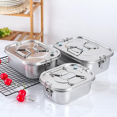 China Double-Layer Sustainable Lunch Box With Anti-Overflow Compartment Food Container 304 Stainless Steel Lunch Box for sale