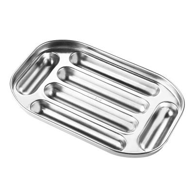 China Stocked DIY 304 Baby Food Supplement Tools Stainless Steel Hot Dog Trays Meat Sausage Cooking Tools for sale