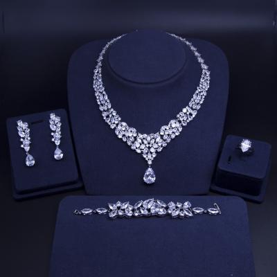 China CLASSIC 4 in 1 AAA Zirconia Bridal Wedding Party Dress Jewelry Sets Accessories for sale