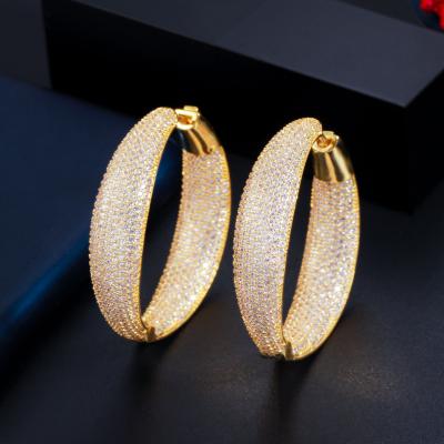 China CLASSIC Fashion Round Hoop Micro Pave Big Zircon Hoop Earrings For Women Gift Accessories EU 056 for sale